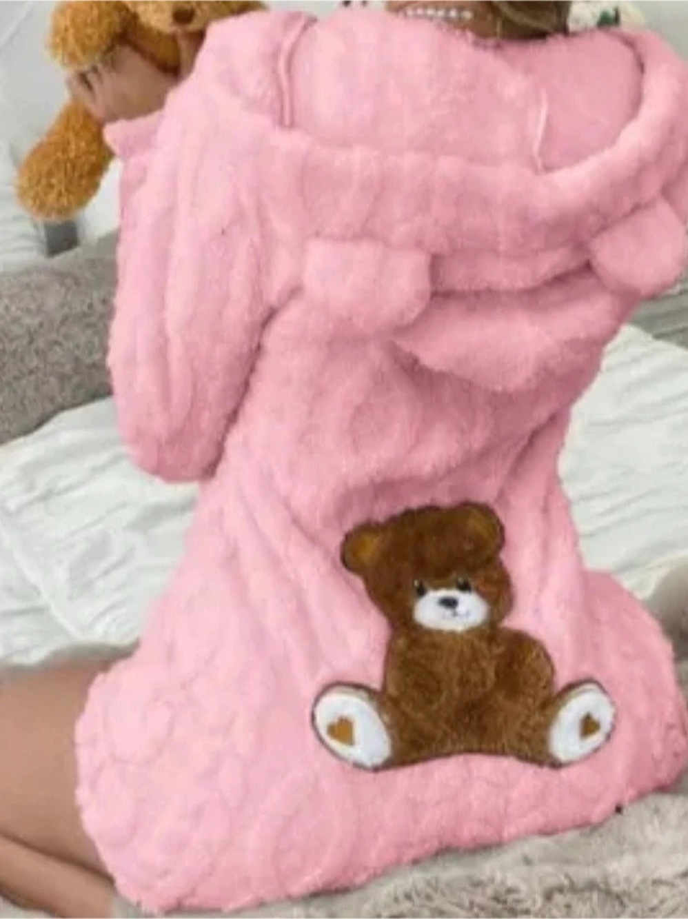 Pink Teddy Bear Hooded Jacket